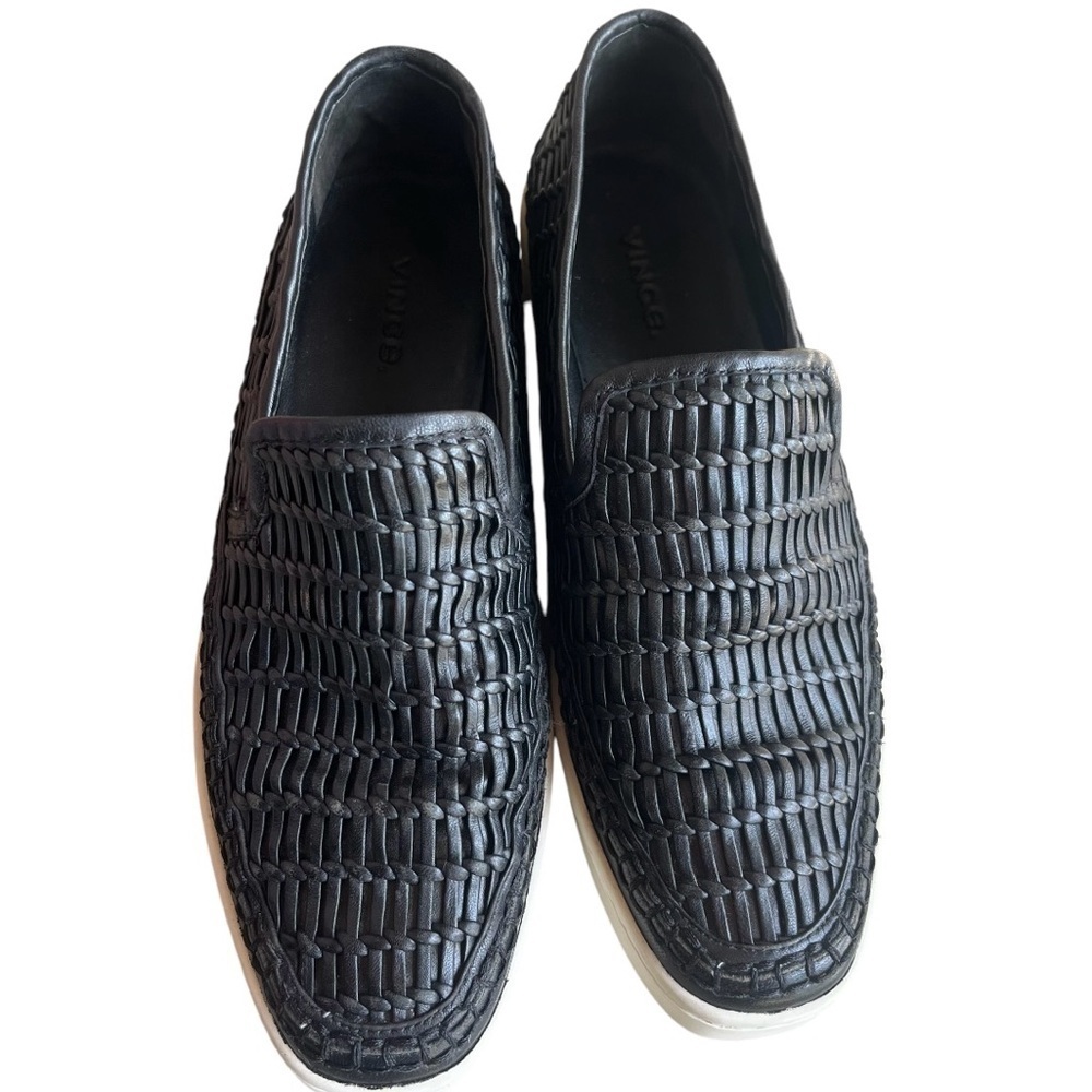Vince Stafford Black Leather Flatform Sneakers Size 7 - Picture 4 of 11